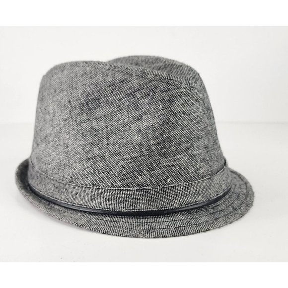 Womens Fedora Hat L/XL Gray Black Short Brim Classic Grandpa Core Unisex - Picture 5 of 12